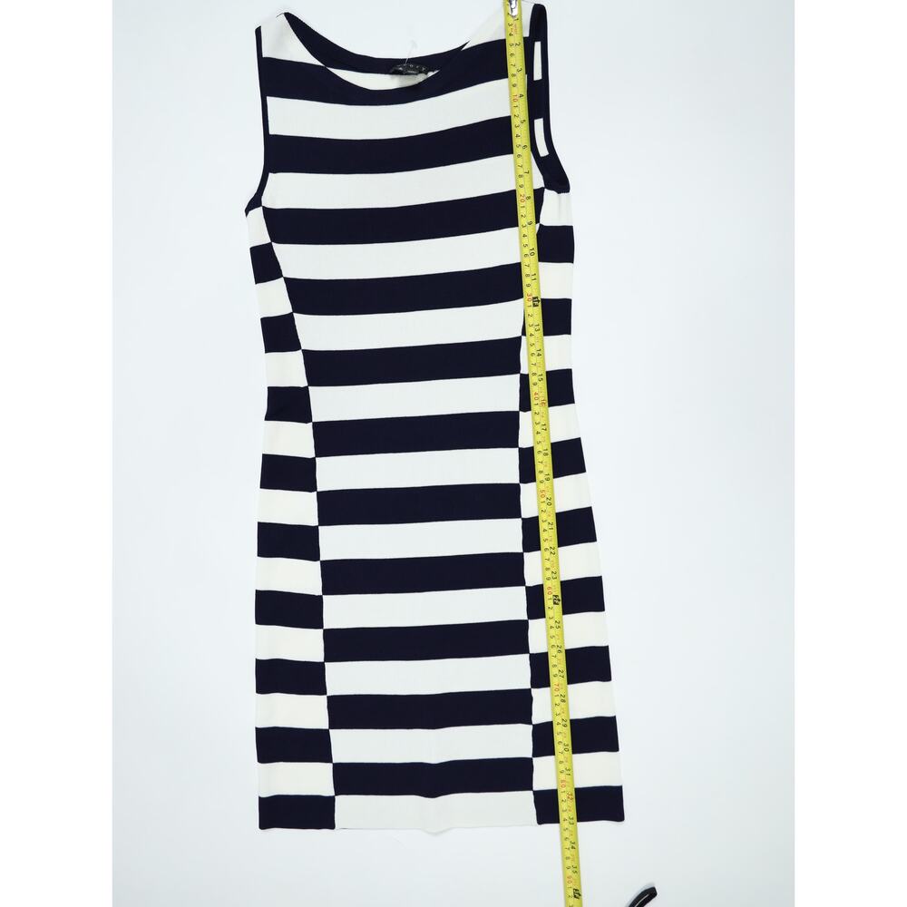 Theory Lasina Dasher Navy Ivory Nautical Stripe Knit Sheath Dress Petite Coastal - Picture 11 of 15